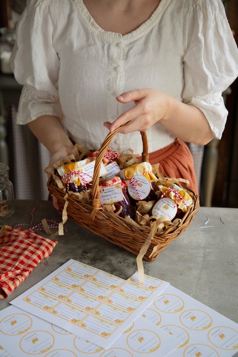 Cottagecore Business, Cottagecore Packaging, Jam Box Packaging, Home Made Jam Packaging, Jam Jars Aesthetic, Jam Jar Packaging, Jam Label, Prairie Flower, Blackberry Jam