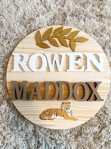 Diy Wooden Name Signs Nursery Decor, Cricut Name Signs Boys, Woodland Theme Nursery Name Sign, Baby Name Signs For Nursery Boys Cricut, Jungle Name Sign, Name Boards, Vine Wreath, Wood Names, Wooden Name Signs