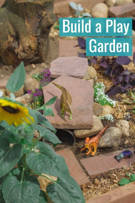 This easy gardening project for kids creates a fun garden bed for children to play. Get your kids involved with these creative garden ideas. A fairys garden or a dinosaur garden or even a knome garden, this fun garden brings kids closer to the earth. Great DIY ideas for small gardens or the backyard. Includes planting ideas for kids as well as gardening with kids fun projects. Also: gnome garden, pkids play garden, easy gardening for kids, garden ideas backyard DIY #gardening #gardeningwithkids Garden Ideas Backyard Diy, Childrens Garden Ideas, Family Resource Center, Kids Garden Ideas, Garden Play Area, Ideas For Small Gardens, Childrens Garden, Toddler Garden, Garden Ideas On A Budget