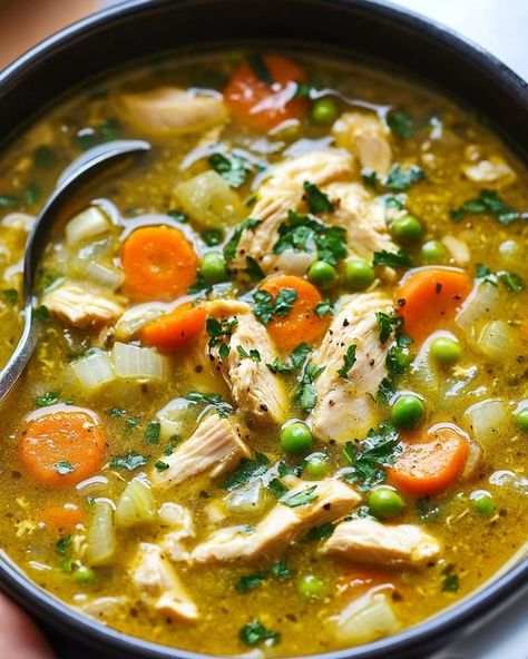 Savor Station | Anti-Inflammatory Turmeric Chicken Soup | Facebook Haitian Chicken Soup, Turmeric Chicken Soup, Rotisserie Chicken Soup, Turmeric Chicken, Comfort Soup Recipes, Soup Ingredients, Comfort Soup, Soup And Stew, Chicken Noodle Soup