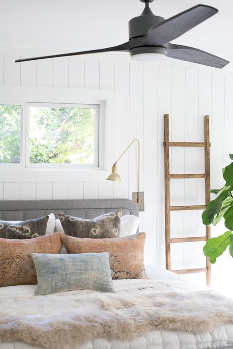 2018 Trend Alert: Vertical Tongue and Groove Paneling - Studio McGee Small Room Paint, White Wood Paneling, Bedroom Makeover Ideas, Tongue And Groove Panelling, Painting Wood Paneling, Tranquil Bedroom, White Shiplap Wall, Painted Paneling, Makeover Ideas