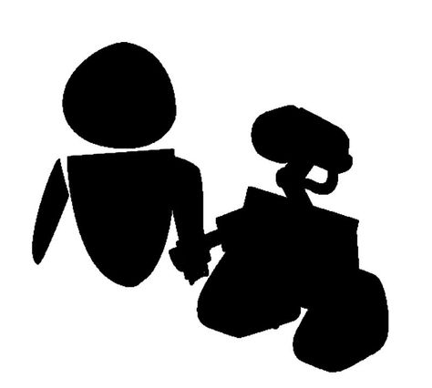 Walle E <3 Wall E Eva, Couples Silhouette, Disney Characters Silhouettes, Walle Y Eva, Character Silhouette, Disney Silhouette Art, Disney Sleeve, Disney Silhouette, Universal Shirts