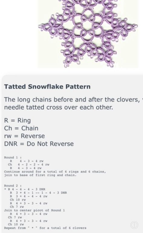 Snowflake Tatting Pattern, Needle Tatting Patterns, Needle Tatting, Tatting Patterns, Snowflake Pattern, One Ring, Tatting, Drinks, Knitting