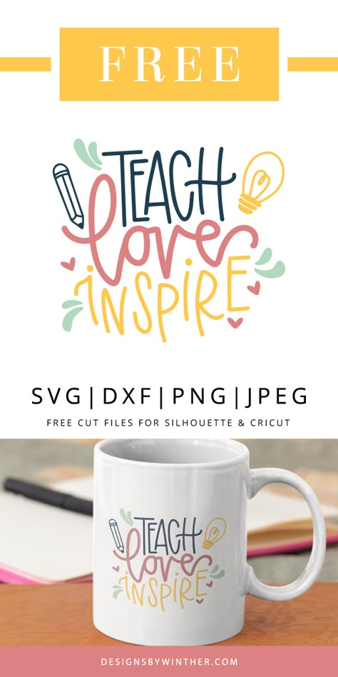 Teacher Cricut Shirts, Teacher Free Svg, Cute Projects, Svg Projects, Teacher Appreciation Gifts Diy, Idee Cricut, Teachers Diy, Teach Love Inspire, Teacher Design