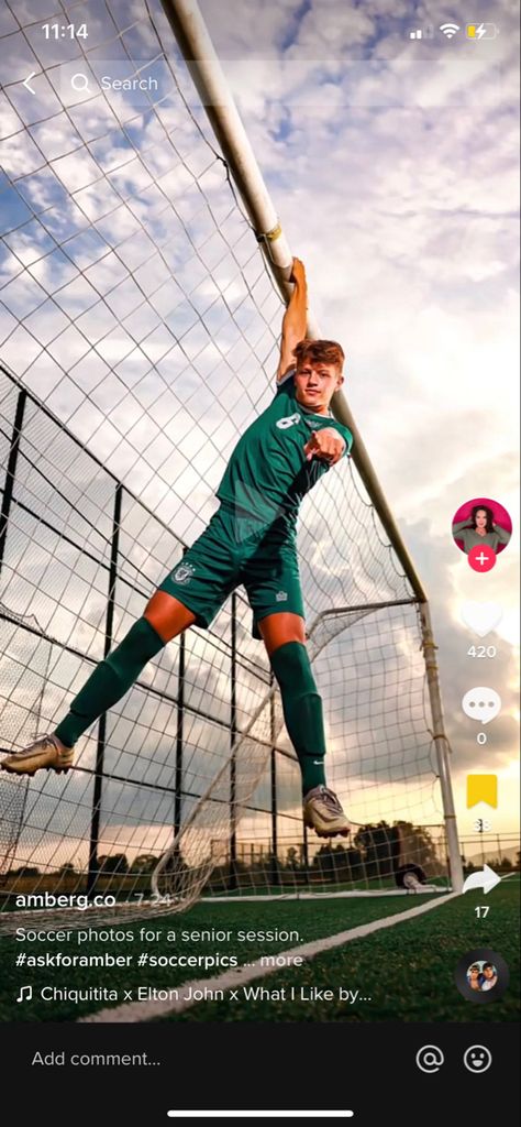 Soccer Pictures Poses Boys, Soccer Pics Boys, Soccer Goalie Photoshoot, Boy Soccer Senior Picture Ideas, Soccer Senior Pictures Goalie, Senior Sports Pictures Soccer, Posed Soccer Pictures, Senior Picture Ideas Soccer Goalie, Boys Senior Soccer Pictures