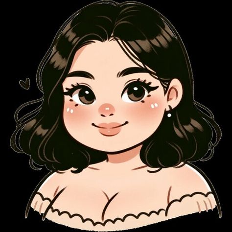 Chubby Anime Girlies Pfp, Chubby Girl Pfp, Chubby Pfp, Chubby Girl Drawing, Chubby Female Character Art, Chubby Girl Art, Gorditas Aesthetic, Curly Hair Cartoon, Girl Face Drawing