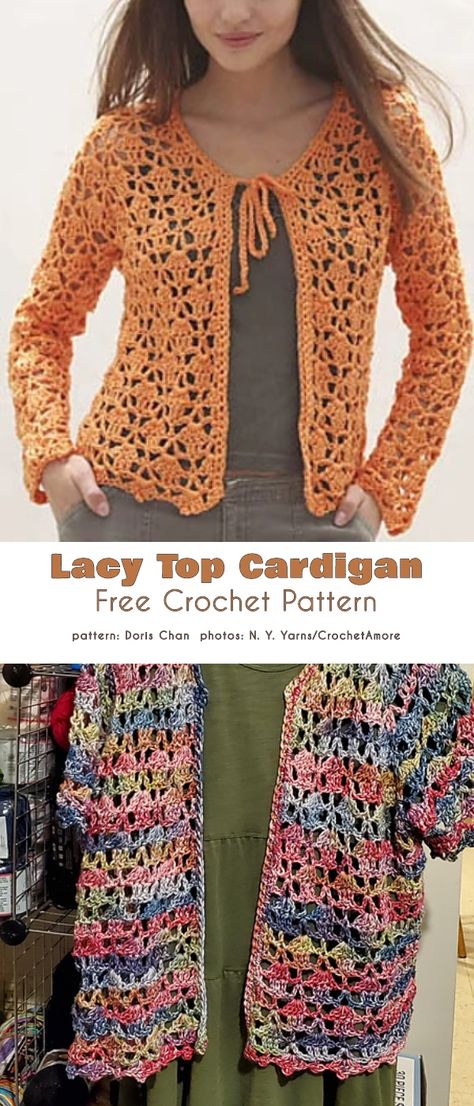 Lacy Top Cardigan Free Crochet Patterns Lace Cardigan Pattern, Knit Bolero, Crochet Cardigan Free, Crochet Jacket Pattern, Bolero Pattern, Crochet Cardigan Pattern Free, Gilet Crochet, Crochet Shrug Pattern, Crochet Sweater Pattern Free