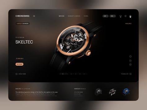 Watch Store Redesign Concept by NIKITIN Watch Website Design, Watch Poster Design, Watch Concept, Website Design Inspiration Layout, Design Cars, Ui Design Website, Luxury Watch Brands, Sports Graphic Design, Custom Website