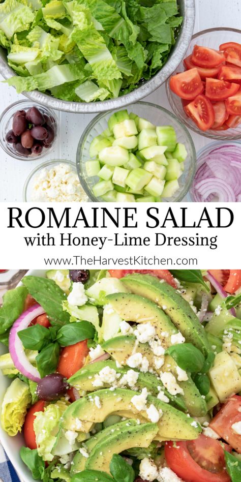 Romaine Lettuce Recipe, Lettuce Salad Recipes, Lettuce Recipes, Honey Lime Dressing, Romaine Salad, Classic Salad, Green Salad Recipes, Avocado Salad Recipes, Fresh Salad Recipes