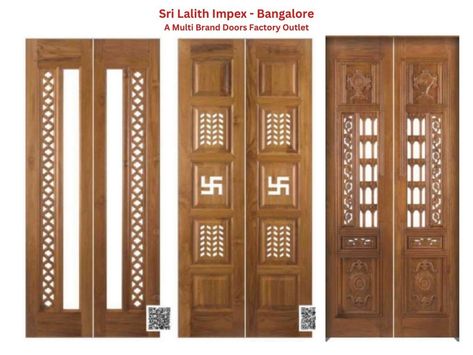 Teakwood pooja doors / Honne wood pooja doors / Main doors / Multibrand Doors factory Outlet @SriLalithImpex - Bangalore #sanddarkgrey #jhbuilderswarehouse #yourprojectstore #bahagiaglass #cathedraldoor #exteriorflooring #bangaloreinterior #doorsdesign #meetusmonday #dooropen #contemporarydesigns #woodenflooring #doordesign #stairsdesign #churcharchitecture #atrium #tropicalhouse #handle #decking #homedecorinspo #plywood #handles #modernhouse #doorsofinstagram #gate #homeideas #interiorarch... Pooja Room Door Frame Design, Pooja Mandiram With Doors, Plywood Handles, Teak Wood Pooja Door Design, Pooja Room Door Design Wood Carving, Pooja Room Teak Wood Double Door Design, Pooja Door Design, Main Doors, Pooja Room Door Design