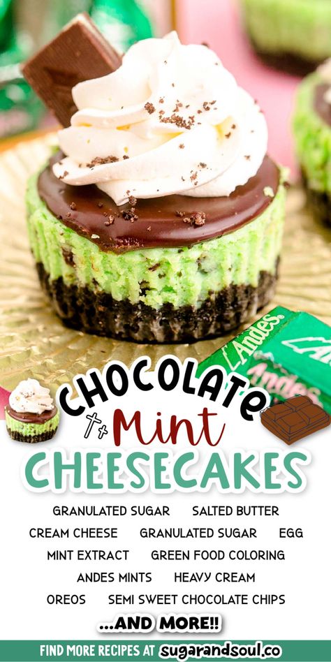 Andes Mint Cheesecake, Mint Chocolate Cheesecake, Andes Mints, Mini Cheesecake Bites, Mint Desserts, Mint Cheesecake, Cream Cheese Bars, Andes Mint, Mini Cheesecake Recipes