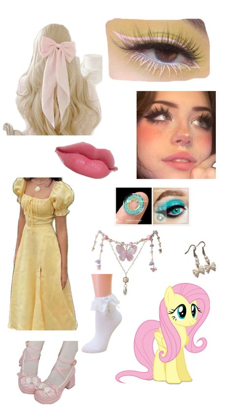 Fluttershy Costume, Fluttershy Cosplay, My Little Pony Costume, Halloween Makeup Inspiration, Halloween Costumes Friends, Halloween Costume Outfits, Halloween Inspo, Cartoon Outfits, Cute Halloween Costumes