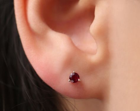 Buy Ruby Baguette Earrings 14K Gold Minimalist Dainty Stud Earrings Natural Rubies Second Hole July Birthday Gift for Her GE00079 Online in India - Etsy Baguette Earring, Stud Earrings Unique, July Birthday, Dainty Studs, Birthday Gifts For Her, Ruby, Birthday Gifts, Gifts For Her, Stud Earrings