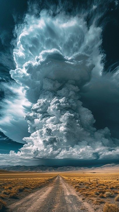 StockCake Dramatic cumulonimbus cloud towering over a desolate desert road under an ominous blue sky Cumulonimbus Cloud, Dramatic Clouds, Desert Road, Clock Tattoo Design, Dramatic Sky, Highway To Hell, Clock Tattoo, Personal Aesthetic, Armor Of God