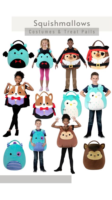 Squishmallows Costumes & Treat Pails - Walmart Finds Squishmallow Costume Diy, Diy Squishmallow Costume, Squishmallow Halloween Costume, Squishmallows Costume, Squishmallow Costume, Hedgehog Treats, Corgi Costume, Squishmallow Halloween, Monster Treats