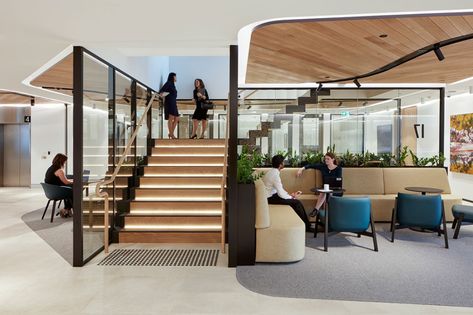 NAB Place | Indesignlive Office Collaboration Area, Woods Bagot, Office Pods, Hospital Design, Lobby Design, Australian Architecture, Interior Stairs, Tutankhamun, Workplace Design