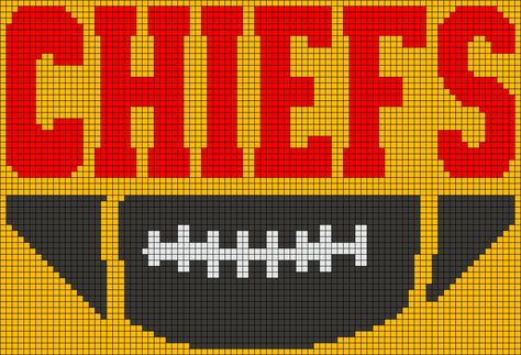 Kc Chiefs Crochet Patterns, Cowboy Crochet, Football Quilt, Crochet Football, Stitch Letters, Kansas Chiefs, Sports Ideas, Crochet Graphs, Ankle Bracelets Diy