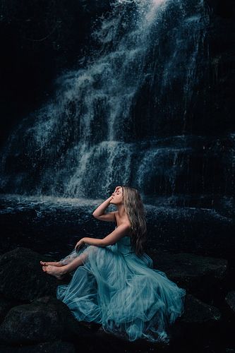 Every Teardrop Is A Waterfall, Conceptual Art Photography, Fairytale Photoshoot, Fairy Photoshoot, Debut Photoshoot, Unique Senior Pictures, Waterfall Pictures, Waterfall Photo, Hair Sketch