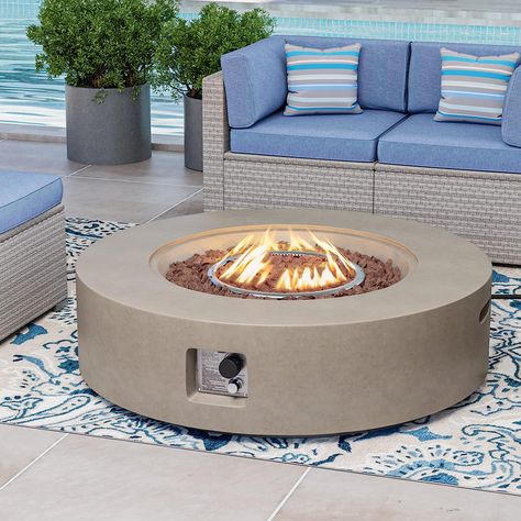 Summer Vibes..Fire Pit Coffee Table Round Propane Fire Pit, Propane Fire Bowl, Modern Outdoor Firepit, Fire Pit Coffee Table, Outdoor Propane Fire Pit, Outdoor Evening, Outdoor Fire Pit Table, Propane Fire Pit Table, Propane Fire Pit