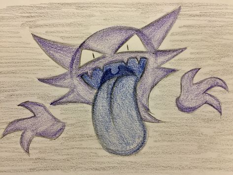 Haunter hecho en dibujo Haunter Pokemon Drawing, Haunter Pokemon Art, Pokemon Art Draw, Pokemon Drawings Sketches, Black Marker Drawing, Haunter Pokemon, Simple Cat Drawing, Pokemon Sketch, Tattoo Art Drawings