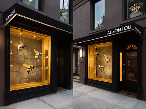 » Alsion Lou Spring window by SPACE NY, New York City Honey Store, Honey Art, Honey Logo, Honey Label, Honey Brand, Bee Shop, Honey Packaging, Jewelry Store Design, Honey Shop