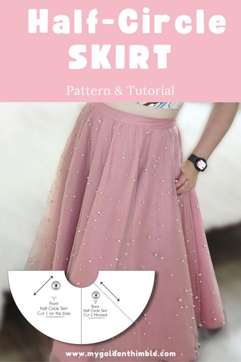 Drafting and Sewing a Tailored Half Circle Skirt Pattern. Circle Skirt Vs Gathered Skirt, Half Circle Skirt Tutorial, Half Circle Skirt Pattern, Circle Skirt Pattern Diy, Full Circle Skirt Pattern, Easy Circle Skirt, Easy Skirt Pattern, Vintage Skirt Pattern, Free Sewing Patterns For Women