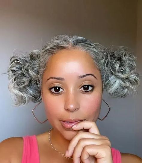 50 Stunning Gray Color Hairstyles For All Ages Curly Pigtails, Grey Hair And Glasses, Grey Hair Journey, Gray Wig, Grey Hair Looks, Grey Hair Don't Care, Silver Haired Beauties, Grey Hair Over 50, Color Hairstyles