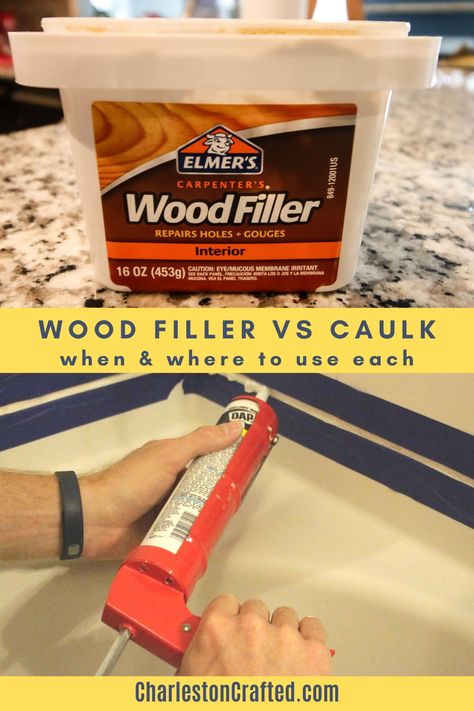 Trying to decide if you should use wood filler vs caulk? Let’s talk about what each is and when to use them! Fix Leaky Faucet, Caulk Paint, How To Patch Drywall, Door Jam, Wood Putty, Maintenance Checklist, Leaky Faucet, Wood Filler, Diy Repair