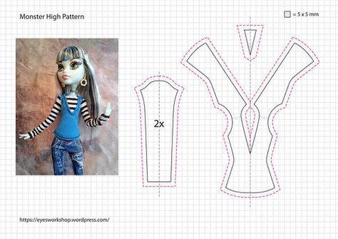 Doll Clothes Closet Diy, Monster High Pattern, Monster High Doll Clothes, Diy Monsters, Closet Diy, Monster High Clothes, Куклы American Girl, Barbie Sewing Patterns, Diy Barbie Clothes