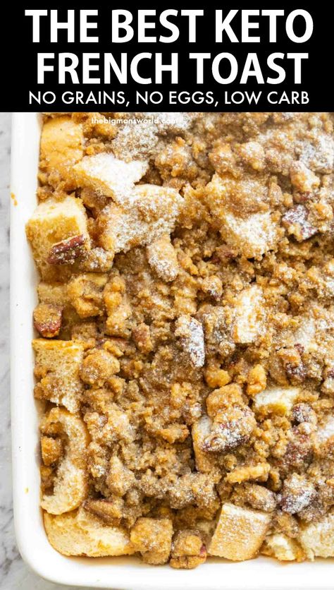 Keto French Toast Casserole, Keto French Toast, Delicious Breakfast Casserole, French Toast Casserole Overnight, Easy To Make Breakfast, Ketogenic Desserts, Sugar Free Maple Syrup, Low Carb Casseroles, French Toast Casserole