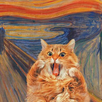 Scream Original, Scream Art, Le Cri, Bathroom Artwork, Painting Cat, The Scream, Arte Van Gogh, Classic Portraits, Cat Portrait