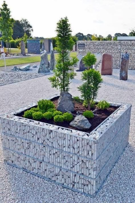 Pagar Modern, Gabion Fence, Stone Wall Design, Gabion Wall, Potager Garden, Walled Garden, Planter Design, Raised Bed, Fence Design