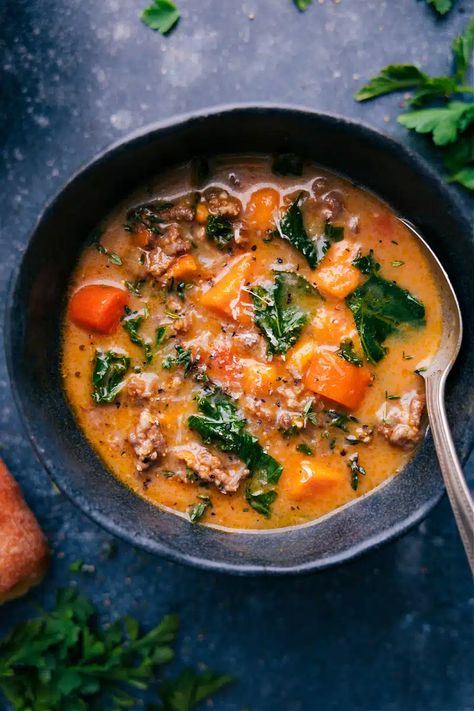 Gluten Free Zuppa Toscana Soup, Gf Df Soup, Zuppa Toscana Healthy, Healthy Zuppa Toscana, Stovetop Recipes, Sweet Potato Burrito, Carrots Sweet, Chicken Curry Soup, Sausage Potato Soup