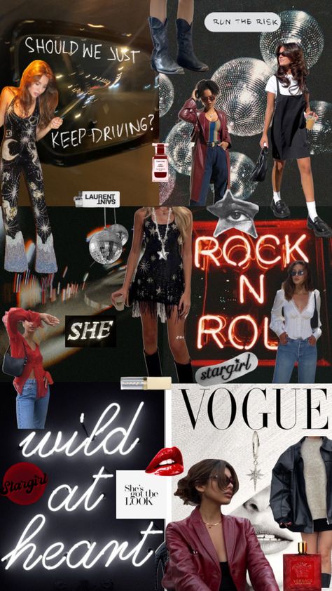 Star girl Moodboard #stargirl #stargirlaesthetic #itgirl #whoisshe #lifeaesthetic #aesthetic #aestheticgirl #glam #glamaesthetic #red #blackandwhite #silver #silveraesthetic #disco Rock Glam Aesthetic, Glam Rock Party, Glam Rock Outfits, Glam Rock Aesthetic, Glam Aesthetic, Rock Aesthetic, Outfit Party, Party Rock, Rock Outfits