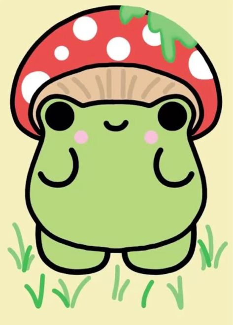 Frogies Drawings, Cute Ideas For Painting Easy, Kawaii Cute Mini Drawings, Cute Frog Drawing Aesthetic, Drawing Inspo Simple Easy, Cute Froggy Drawing, Painting Animals Easy, Cartoon Art Simple, Astethic Drawings