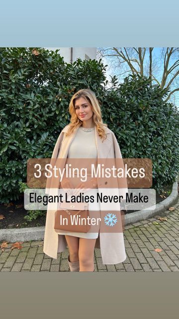 Anda | Elegant Feminine Style on Instagram: "3 Styling Mistakes Elegant Ladies Never Make in Winter 1. ❌Avoid wearing midi coats with midi dresses or skirts. This creates unpleasant outfit proportions ✅Instead try to match the hemlines for a seamless look 2.❌Avoid wearing light colored clothes with black boots. This creates a big contrast and cuts off your body ✅instead opt for boots in neutral colors for an elongation effect 3.❌Avoid wearing clothes that are too casual, as they downgrade Cream Dress Winter Outfit, Coat With Midi Dress, Brown Leather Dress Outfit Winter, Midi Dress With Boots Outfit, Long Skirt Outfits For Winter Boots, Coats With Dresses Outfit, Cream Color Dress Outfit, Midi Dress With Boots Winter, Leather Dress Outfit Winter