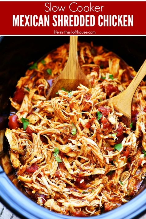 Slow Cooker Mexican Shredded Chicken #slowcookermexicanchicken #crockpotmexicanchicken #chickenrecipes #easyrecipes #dinnerideas #easydinnerideas #caferio #slowcookerrecipes #crockpotrecipes Crockpot Mexican Chicken, Panini Recipes Chicken, Slow Cooker Mexican Chicken, Slow Cooker Mexican, Slow Cooker Shredded Chicken, Mexican Shredded Chicken, Mexican Chicken Recipes, Chicken Life, Shredded Chicken Recipes