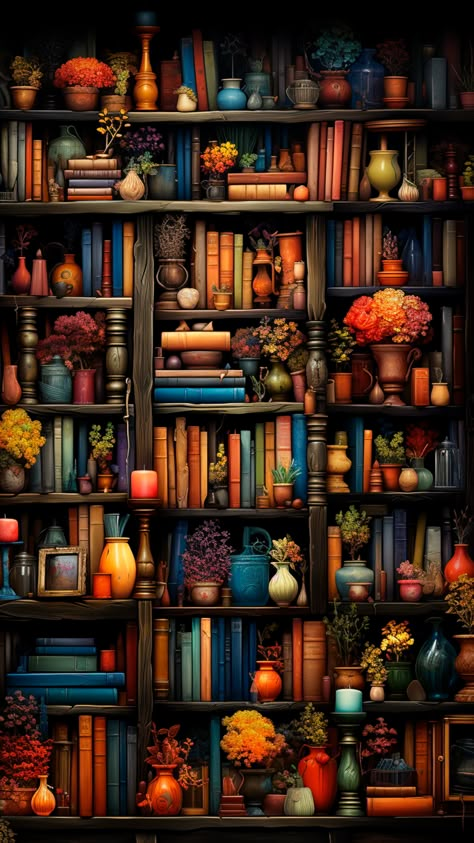 Ipad Wallpaper Backgrounds, Library Wallpaper, Books On A Shelf, Books Shelves, Vases Art, Wallpaper Books, Background 4k, 4k Hd Wallpaper, Whatsapp Wallpaper