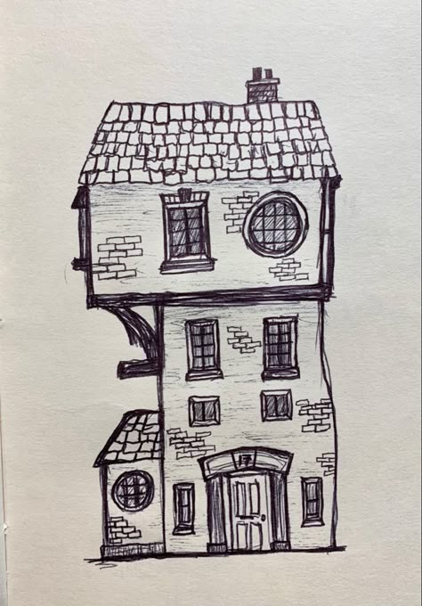 Tiny House Drawing Sketches, Simple Buildings To Draw, Small Cottage Drawing, Drawing Buildings Sketch Simple, Drawing Ideas Buildings Easy, Cute Houses Drawings, City Buildings Drawing Simple, Cute Buildings Drawing, Buildings Drawing Simple