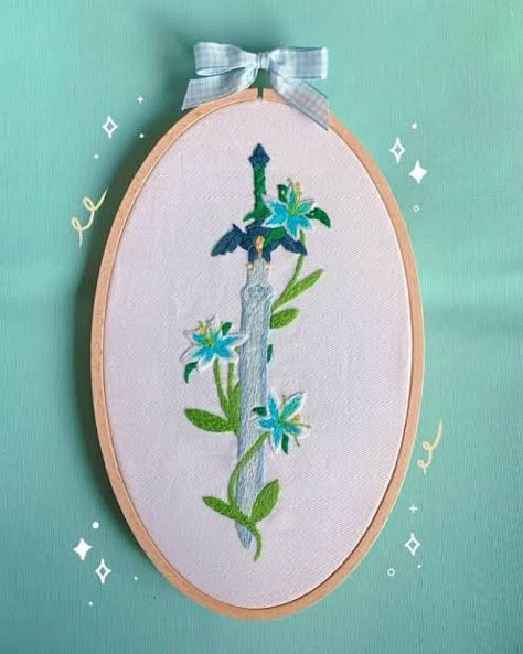 Zelda Princess, Zelda Tattoo, Embroidery Hoop Wall Art, Princess Flower, Felt Embroidery, Hand Embroidery Projects, Cute Embroidery, Simple Embroidery, Hand Embroidery Art