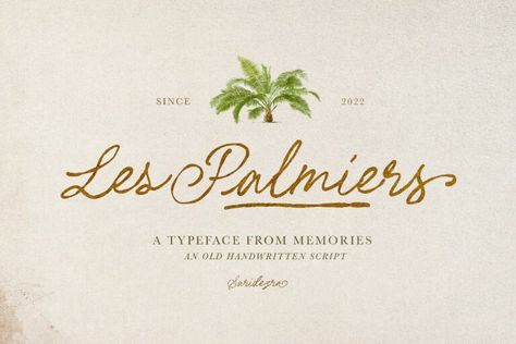 Download Les Palmiers font for iOS, Android, macOS, or Windows for free, or you can buy the full version with a commercial license here. Les Palmiers is a vintage rough handwritten script. This stylish, unique, and elegant font can easily become your favorite. It can be used for books, magazine covers, social media posts, invitations, […] The post Les Palmiers Font appeared first on FreeFontDL. Free Handwritten Fonts, Script Fonts Design, Business Fonts, Elegant Script Fonts, Free Script Fonts, Handwritten Script Font, Fancy Fonts, Stylish Fonts, Elegant Font