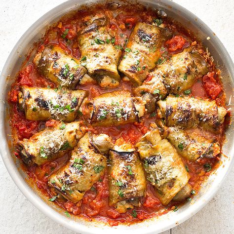 We upgraded Eggplant Involtini, a classic Italian dish, to be a light, summery recipe worthy of any weeknight dinner. Eggplant Involtini, Cooks Illustrated Recipes, Eggplant Rolls, America's Test Kitchen Recipes, Eggplant Parmesan, Weekend Meals, America's Test Kitchen, Cooks Illustrated, Eggplant Recipes