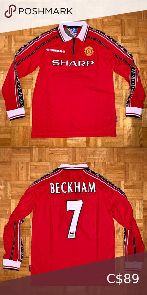 Manchester United David Beckham Jersey David Beckham Jersey, Retro Manchester United, Long Sleeve Soccer Jersey, Black Kit, Long Sleeve Jersey, David Beckham, Soccer Jersey, Manchester United, Manchester