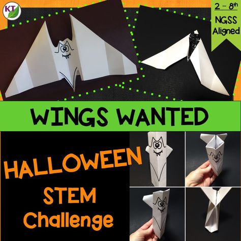 Kids have the worst time trying to concentrate on school the day of Halloween — and it’s even worse the day after! You’ll need something extra engaging for them in order to keep their brains working at max capacity. Wouldn’t you know it, I’ve got just the thing: Wings Wanted!   Premise: This is essentially a … Bridge Stem Challenge, Halloween Stem Challenge, Halloween Stem Activities, Class Mom, October School, Halloween Stem, Steam Challenges, Halloween Science, Engineering Challenge