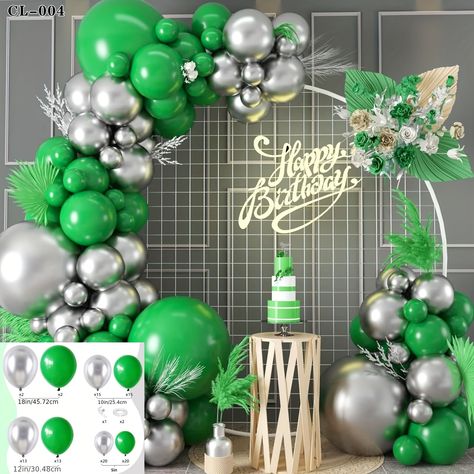 Faster shipping. Better service Green And Silver Balloon Garland, Green Balloon Arch, Silver Balloon Garland, Safari Themed Party, Green Balloons, Halloween Baby Shower Theme, Balloon Arch Kit, Safari Theme Party, Balloon Chain