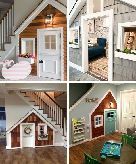 Under Stairs Playhouse, Under Stairs Playroom, Under Stairs Dog House, Space Under The Stairs, Under Stairs Nook, Room Under Stairs, Stair Nook, Bedroom Basement, Kids Basement