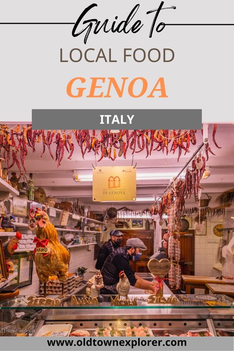 We are traveling full-time and spent one months in Genoa, Italy. We've put together a list with pictures of the local food in Genoa. Genoa Italy Food, Restaurants In Italy, Italy Cruise, Italy Road Trip, Italy Restaurant, Trips Abroad, Genoa Salami, Italy Road, Genoa Italy