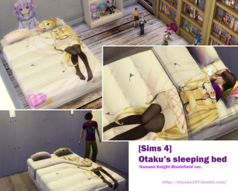 Otaku’s sleeping bed Re color by miyako107 http://miyako107.tumblr.com/post/129147311158/sims-4otakus-sleeping-bed Sims 4 Princess Bed, Asian Bedroom, Bedroom Blanket, Sims 4 Anime, Sims 4 Cc Shoes, Sleeping Bed, Who Is She, Toddler Leggings, Sims Four