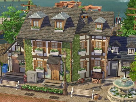 TSR – Houses and Lots, Residential Lots: German Half Timbered House by Flubs79. It’s a cozy and rustic home, 3 bathrooms and 2 bedrooms. The size of the lot is 20 x 15. The post German Half Timbered House by Flubs79 at TSR appeared first on Lana CC Finds - Sims 4 CC, Hair, Worlds, Cheats, Guides, Mods Sssvitlas. Half Timbered House, Sims 4 Cc Hair, Cc Hair, Sims Houses, Best Sims, Sims 4 Houses, Sims House, Cc Finds, Sims 4 Cc