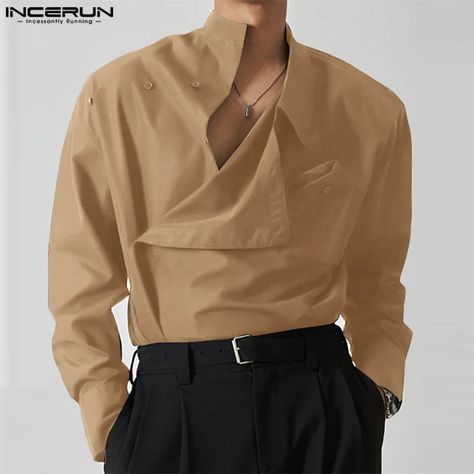 SPECIFICATIONSBrand Name: INCERUNMaterial: POLYESTERShirts Type: Casual ShirtsApplicable Scene: CASUALStyle: CasualOrigin: Mainland ChinaCN: GuangdongSleeve Length(cm): FullApplicable Season: Spring and SummerGender: MENItem Type: SHIRTSPlace Of Origin: China (mainland)Collar: standClosure Type: Single BreastedSleeve Style: regularModel Number: Men's Slanted Placket Solid Long Sleeved ShirtsFabric Type: BroadclothPattern Type: SolidColor: Black,White,KhakiSize: S,M,L,XL,2XL,3XL,4XL,5XL,Plus SizeChoice: yessemi_Choice: yes Size:S,M,L,XL,2XL,3XL,4XL,5XLFabric Material:100%PolyesterColor:Black,White,KhakiSuitable Type:FitStyle:BasicsOccasion:LeisurePattern:Solid colorThickness:ModerationProduct Description:Men's solid color long sleeve tops.Label: YesPackage Included:1 * Tops Please note:Than